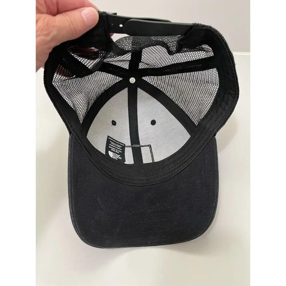 North Face Snapback Black Trucker Mountain Patch Mesh Back Adjustable Hat Cap